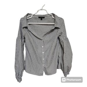 Banana republic open collar bishop sleeve stripe button up size xs